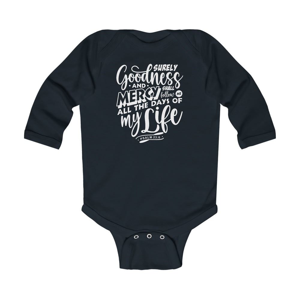 Goodness and Mercy Infant Long Sleeve Bodysuit Kids clothes Black NB (0-3M) 