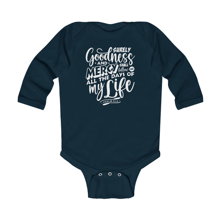 Goodness and Mercy Infant Long Sleeve Bodysuit Kids clothes Navy NB (0-3M) 