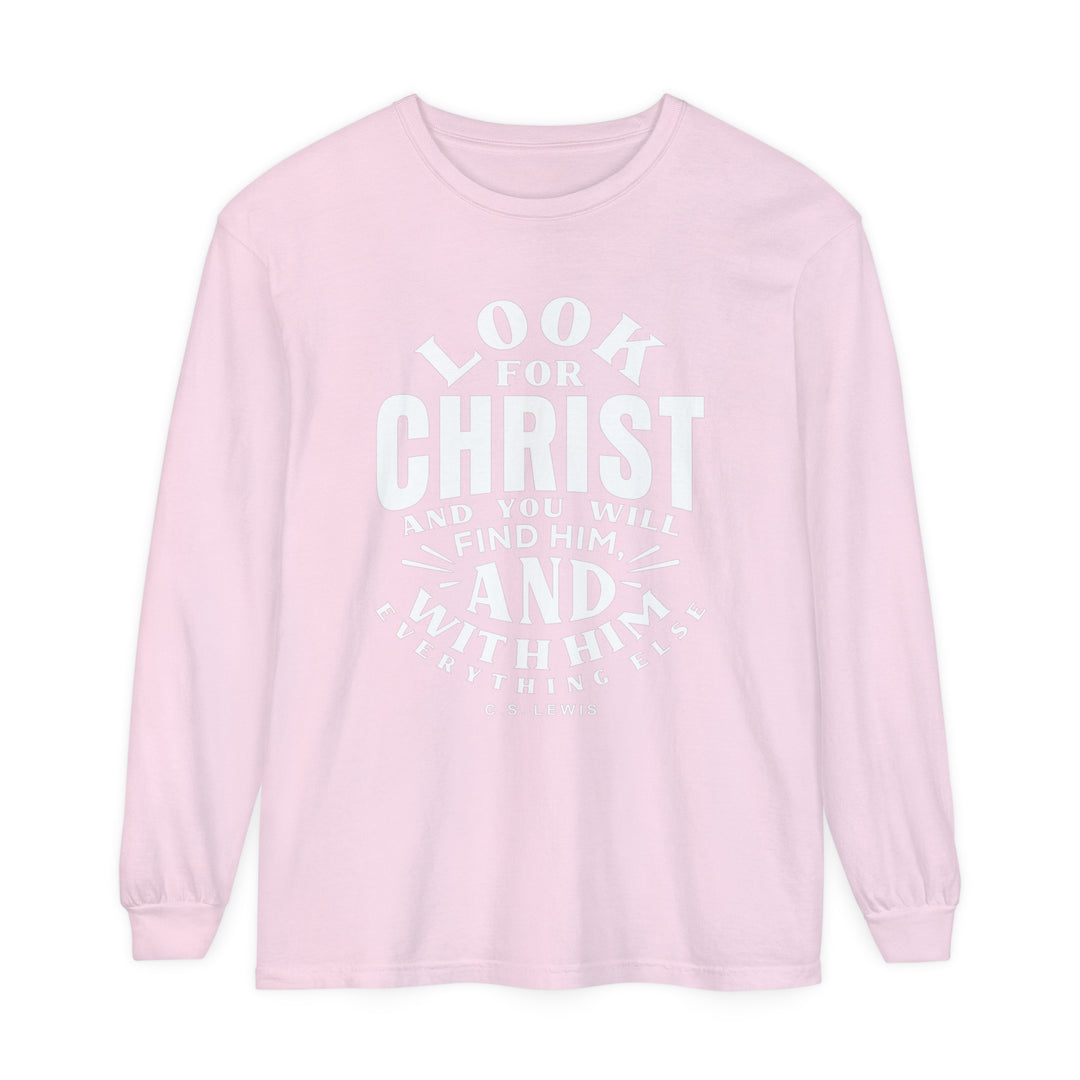 C.S. Lewis Look For Christ Long Sleeve Shirt Long-sleeve Blossom S