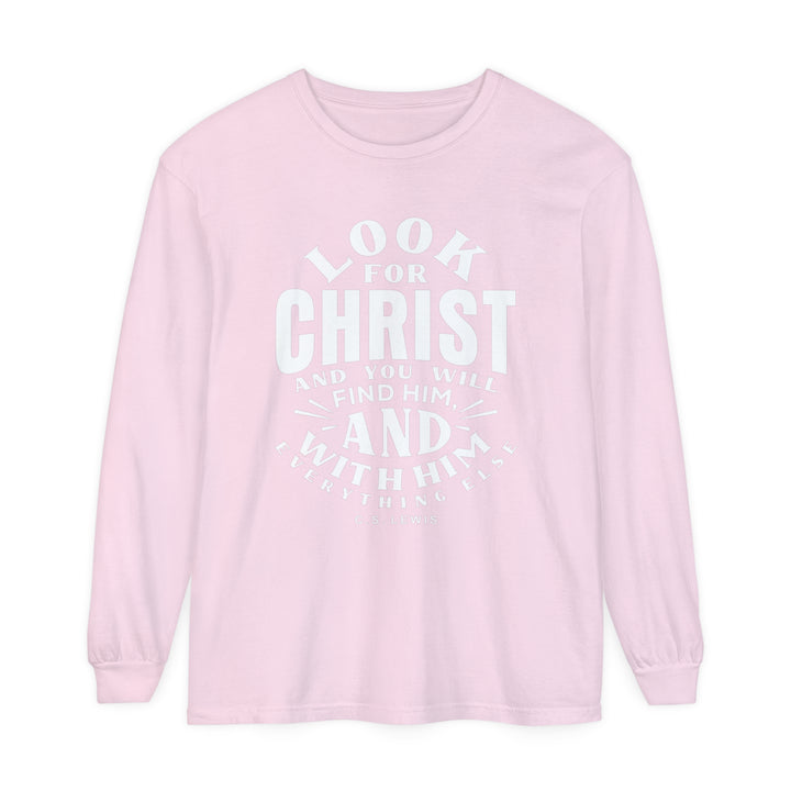 C.S. Lewis Look For Christ Long Sleeve Shirt Long-sleeve Blossom S