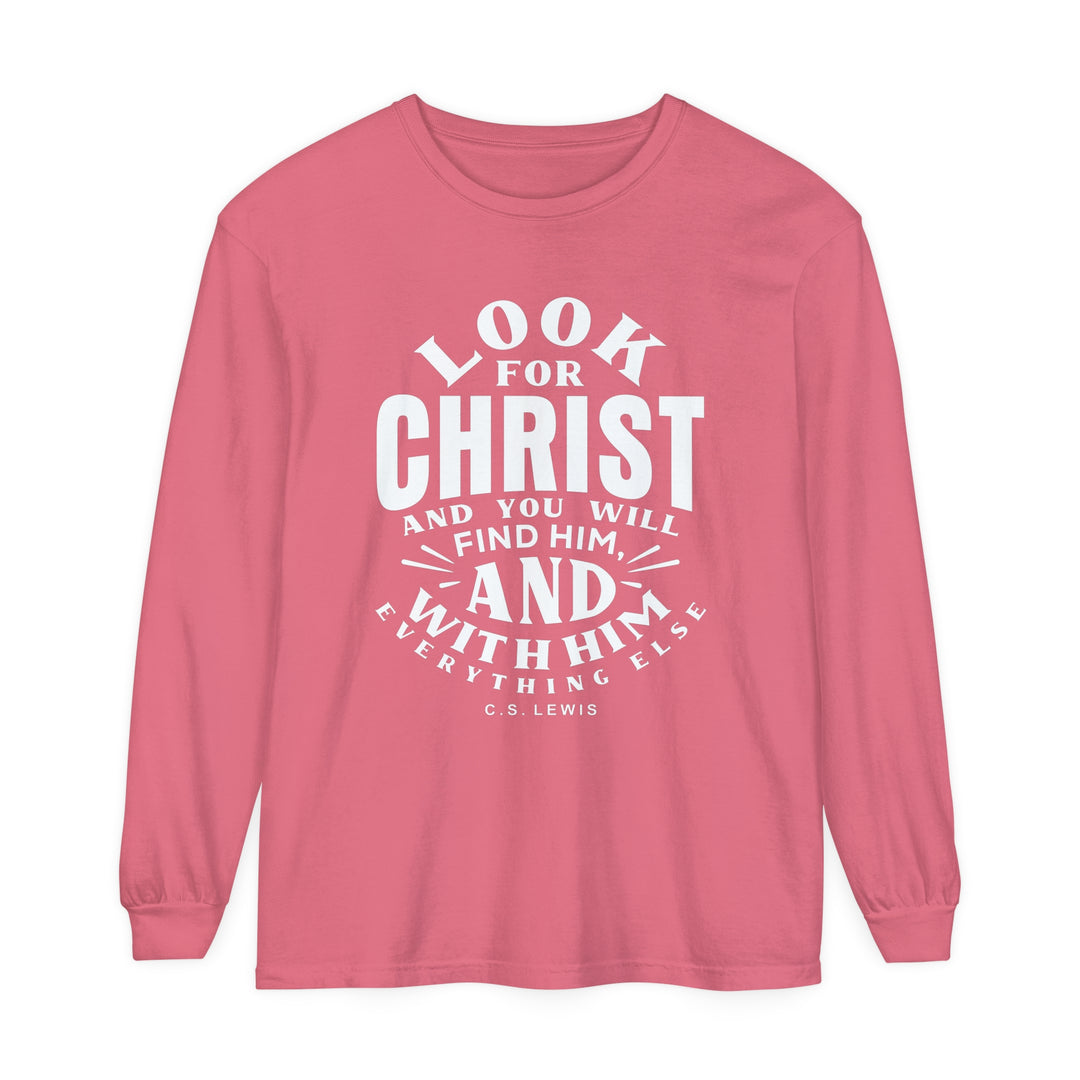 C.S. Lewis Look For Christ Long Sleeve Shirt Long-sleeve Watermelon S