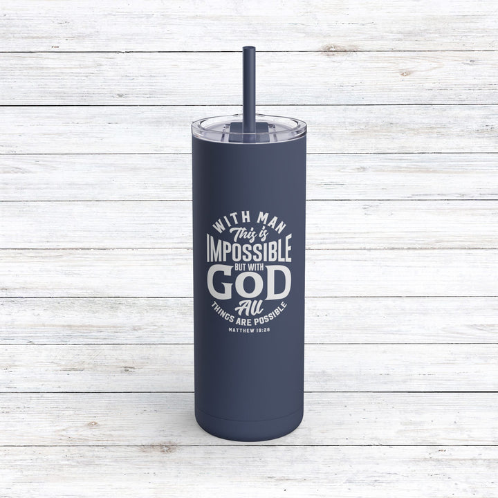 Christian Tumbler All Things Possible Mug Indigo 20oz Matte