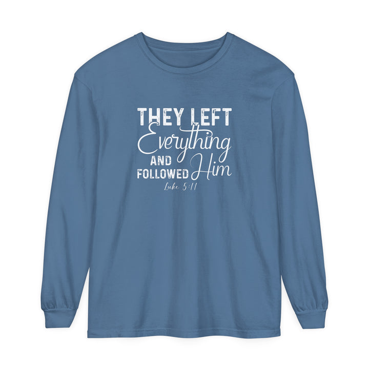 Left Everything Long Sleeve Shirt Long-sleeve Blue Jean S 