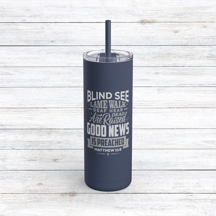 Christian Tumbler Go Tell John Mug Indigo 20oz Matte