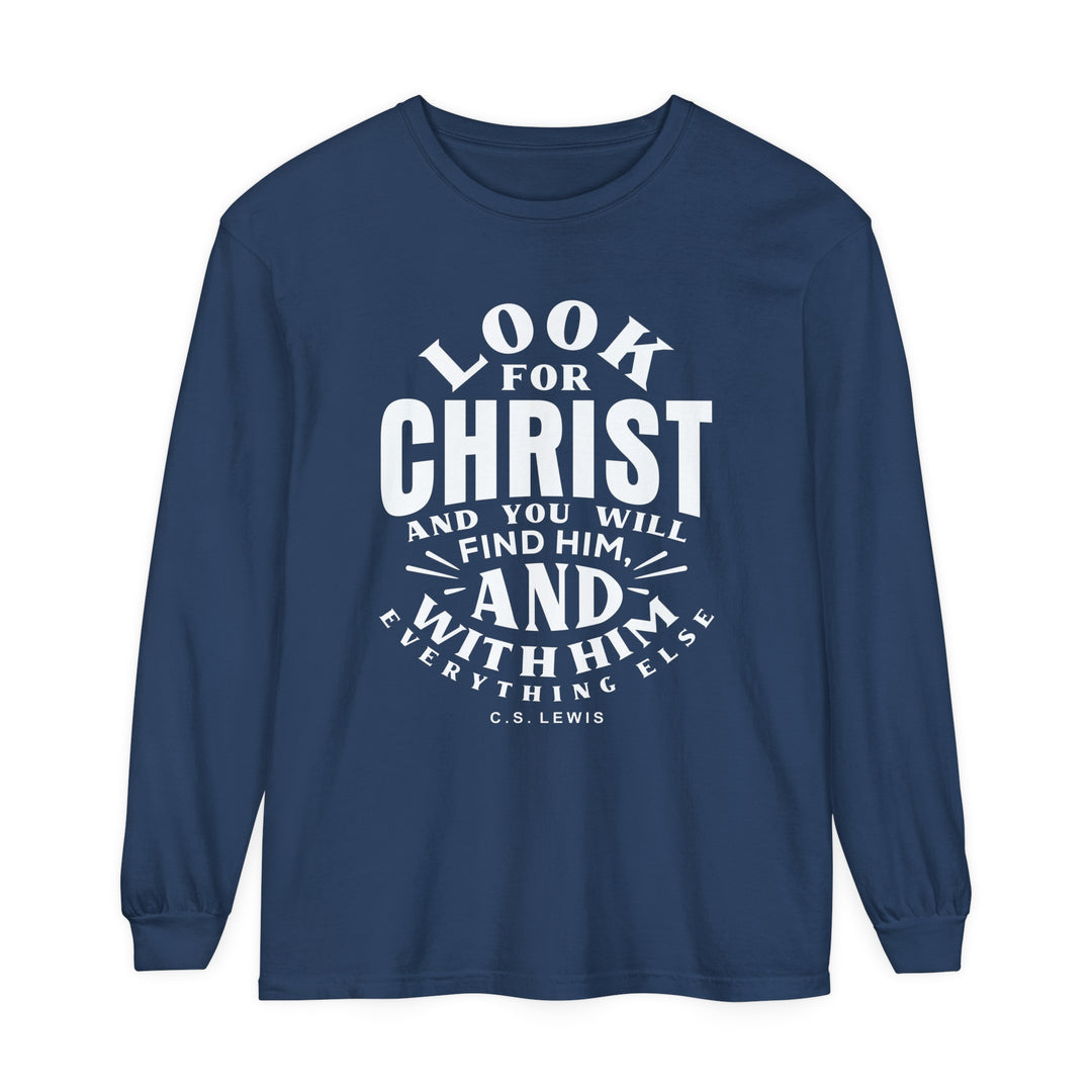C.S. Lewis Look For Christ Long Sleeve Shirt Long-sleeve Midnight S