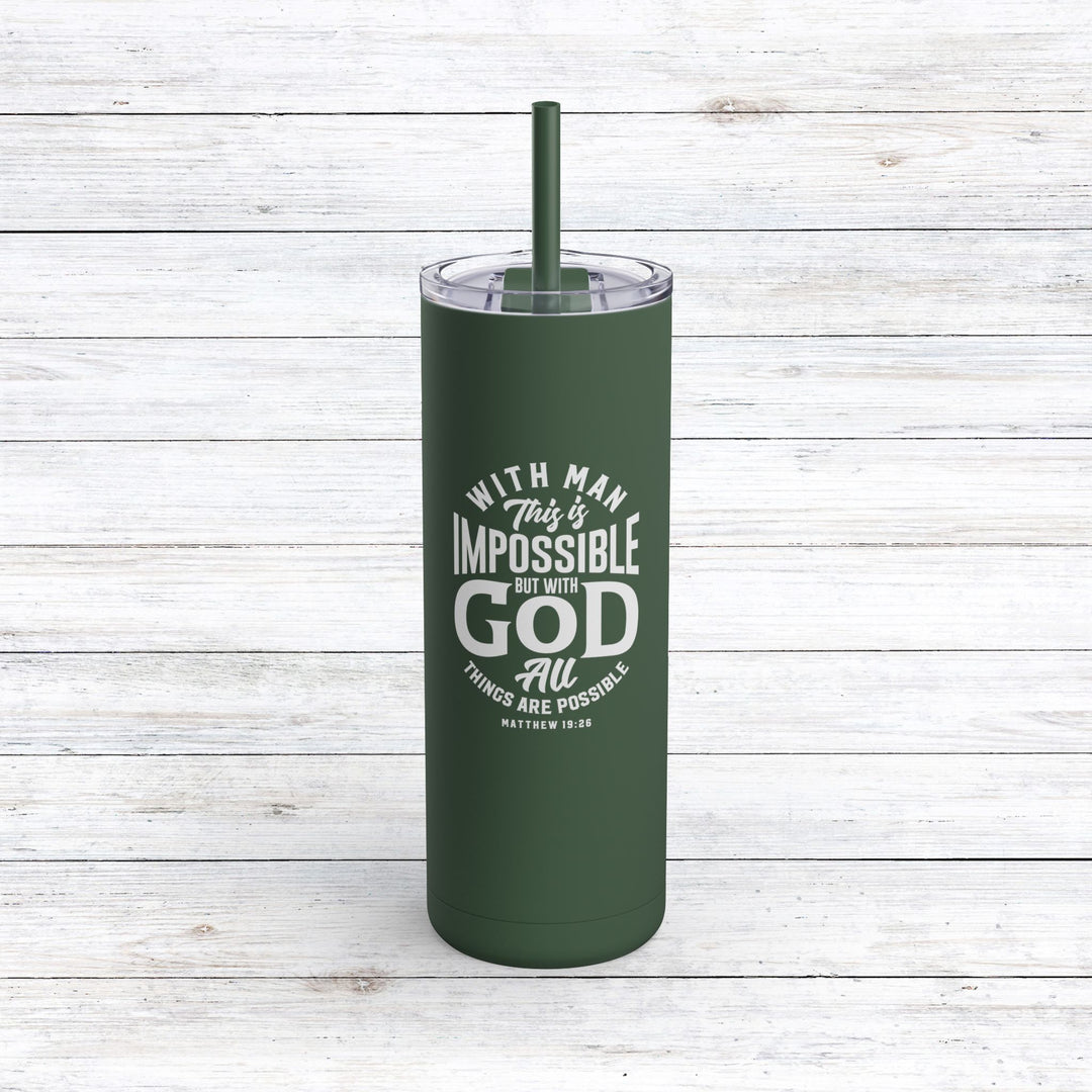 Christian Tumbler All Things Possible Mug Pine Needle 20oz Matte