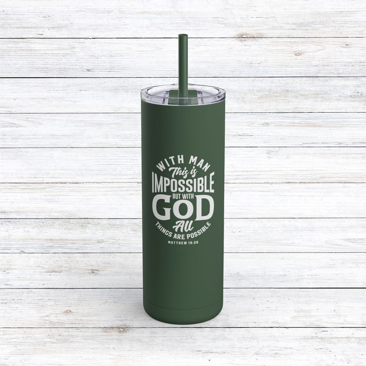 Christian Tumbler All Things Possible Mug Pine Needle 20oz Matte