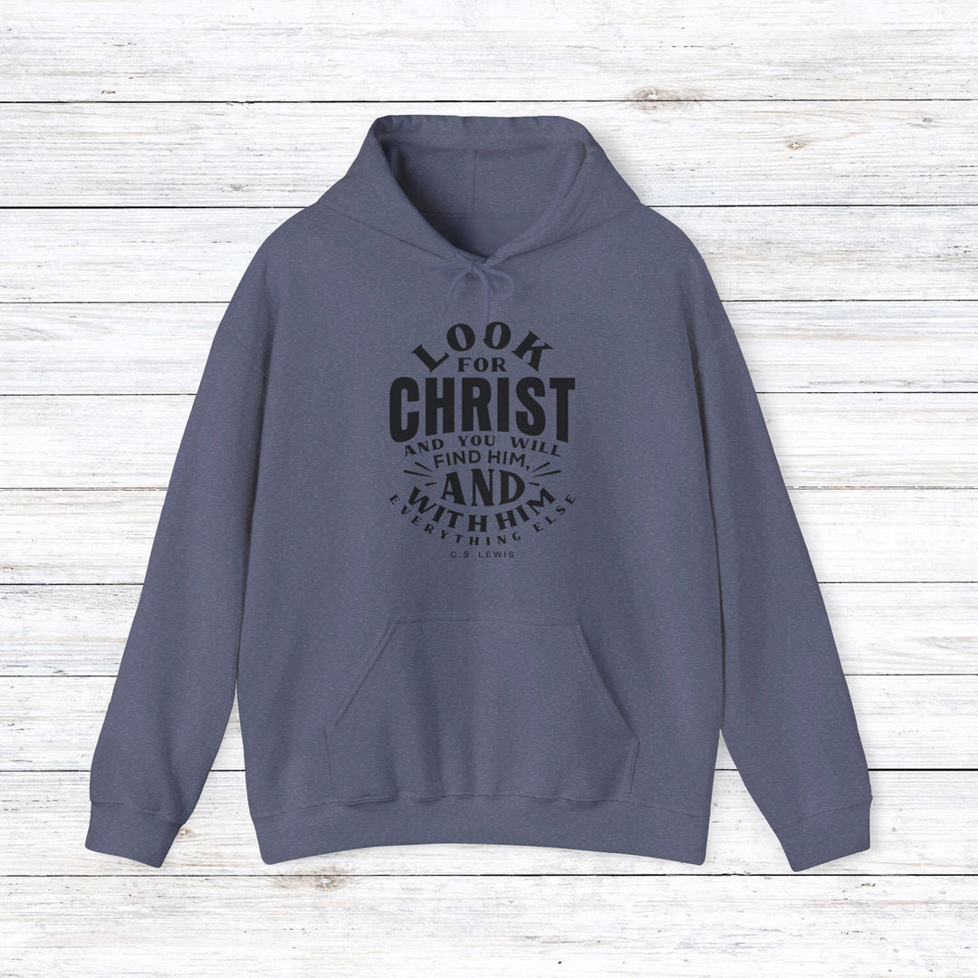 C.S. Lewis Look For Christ Hoodie Hoodie Heather Navy S