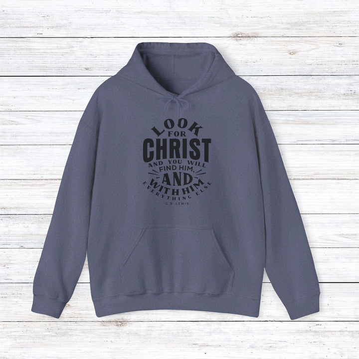 C.S. Lewis Look For Christ Hoodie Hoodie Heather Navy S