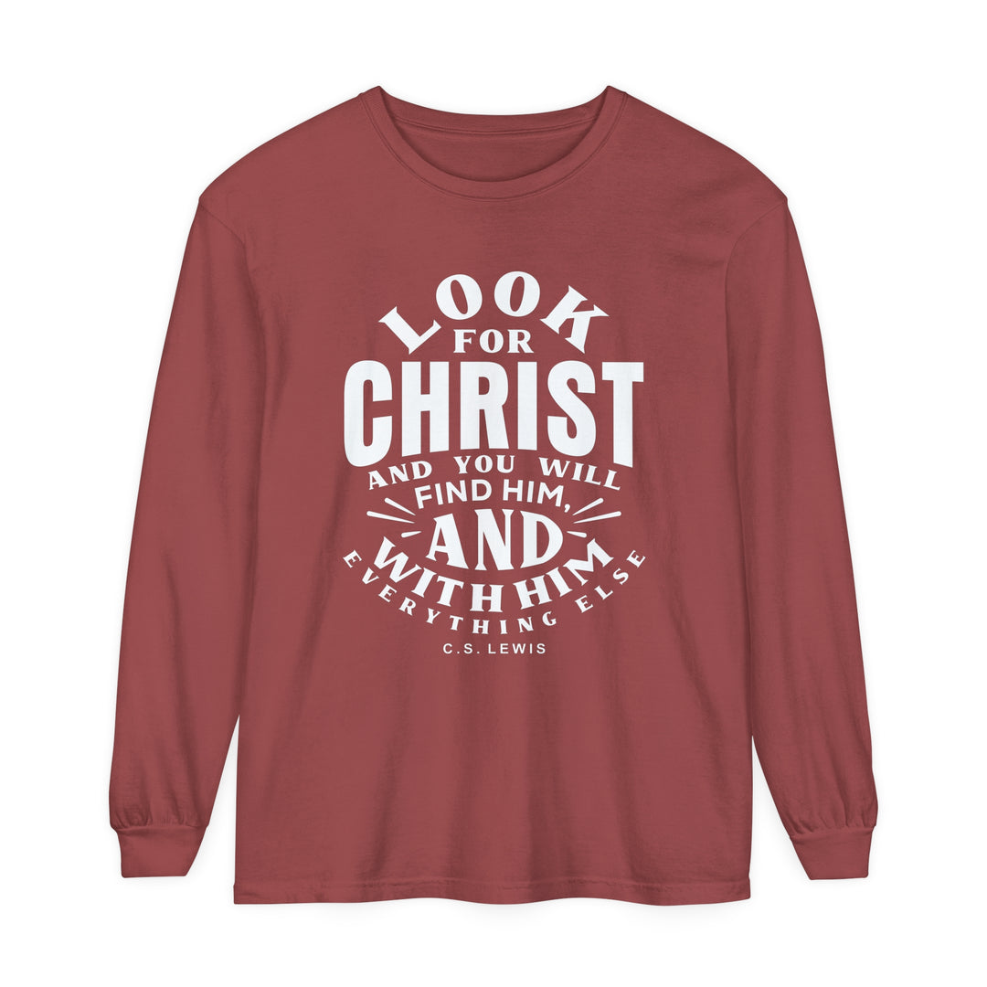 C.S. Lewis Look For Christ Long Sleeve Shirt Long-sleeve Brick S