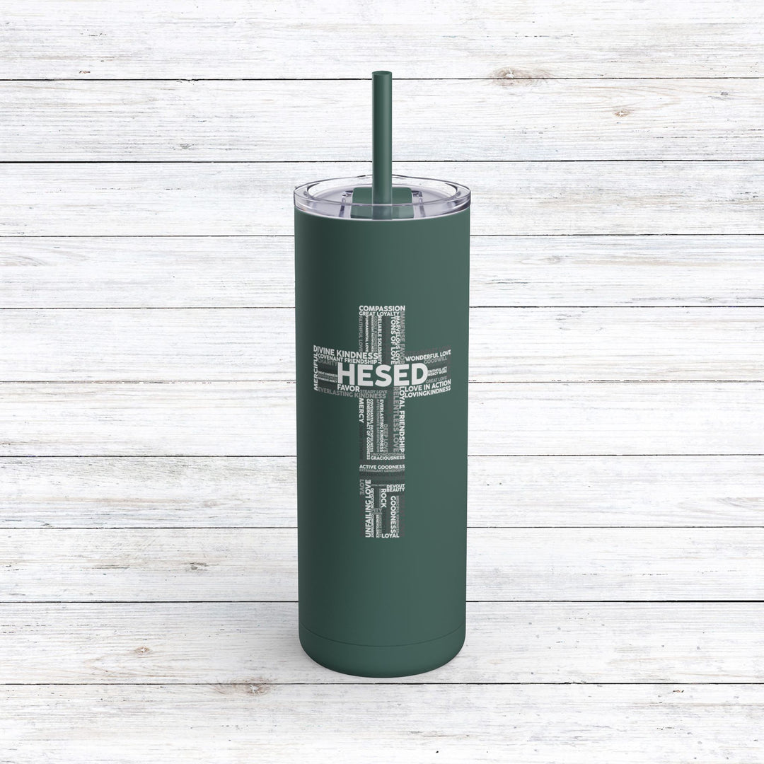 Christian Tumbler Hesed Cross Cloud Mug Deep Teal 20oz Matte