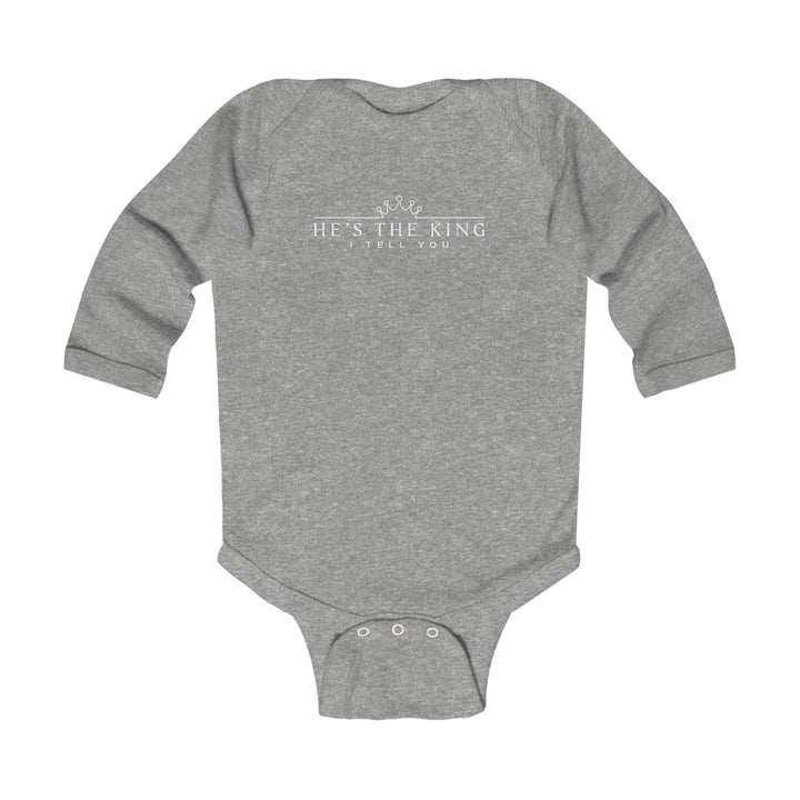 He's The King Infant Long Sleeve Bodysuit Kids clothes Heather NB (0-3M) 