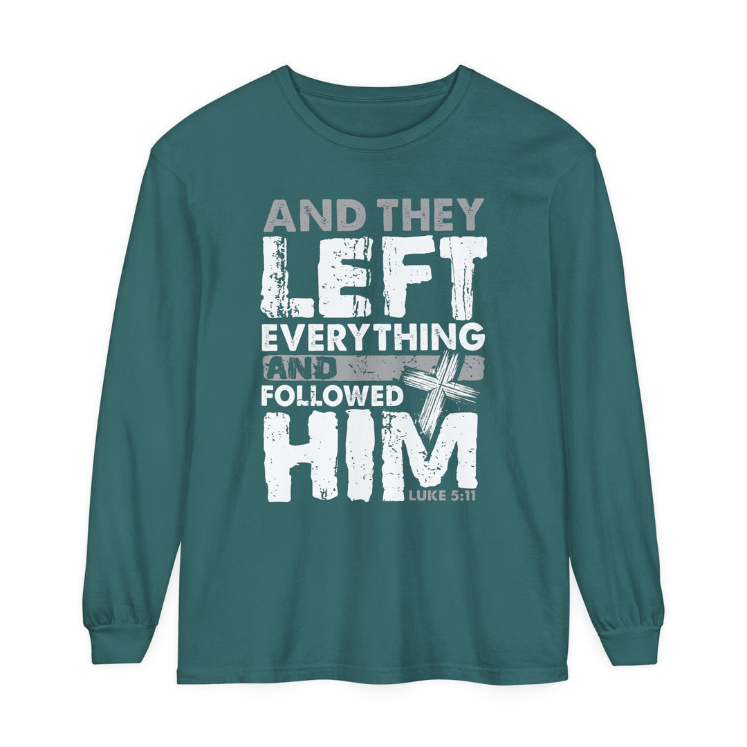Left Everything Long Sleeve Shirt Long-sleeve Blue Spruce S 