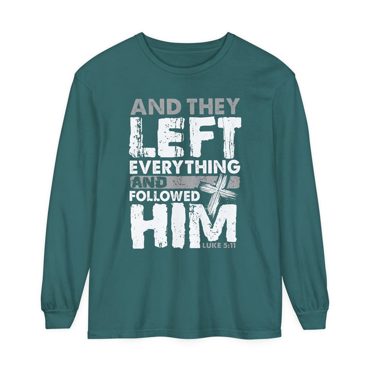 Left Everything Long Sleeve Shirt Long-sleeve Blue Spruce S 