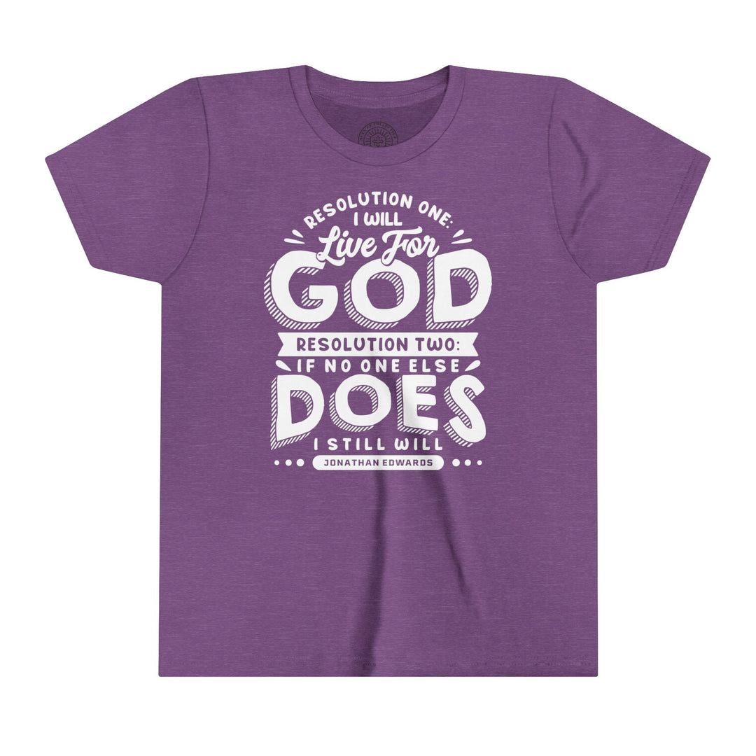 Jonathan Edwards Live For God Youth T-shirt Kids clothes Heather Team Purple S