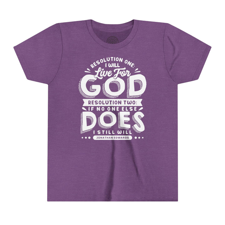 Jonathan Edwards Live For God Youth T-shirt Kids clothes Heather Team Purple S