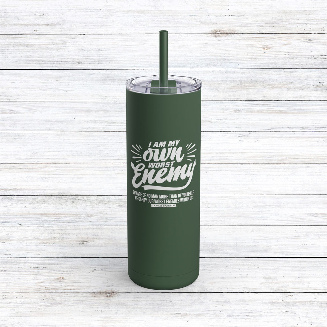 Christian Tumbler Charles Spurgeon's Worst Enemy Mug Pine Needle 20oz Matte
