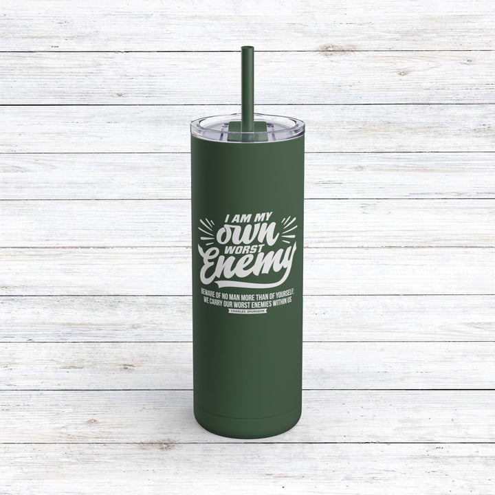 Christian Tumbler Charles Spurgeon's Worst Enemy Mug Pine Needle 20oz Matte