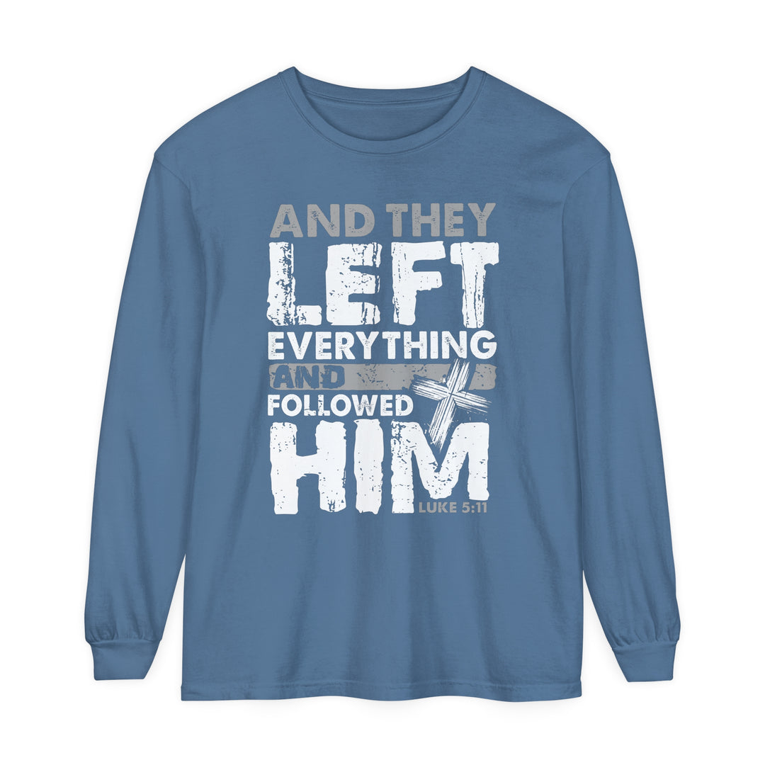 Left Everything Long Sleeve Shirt Long-sleeve Blue Jean S 