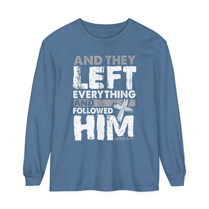 Left Everything Long Sleeve Shirt Long-sleeve Blue Jean S 
