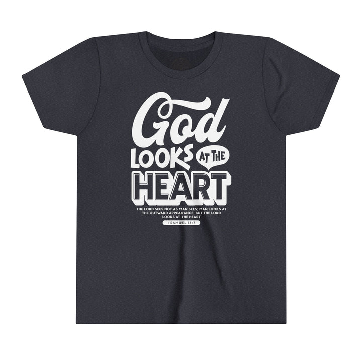 God Looks At Heart Youth T-shirt Kids clothes Heather Navy S 
