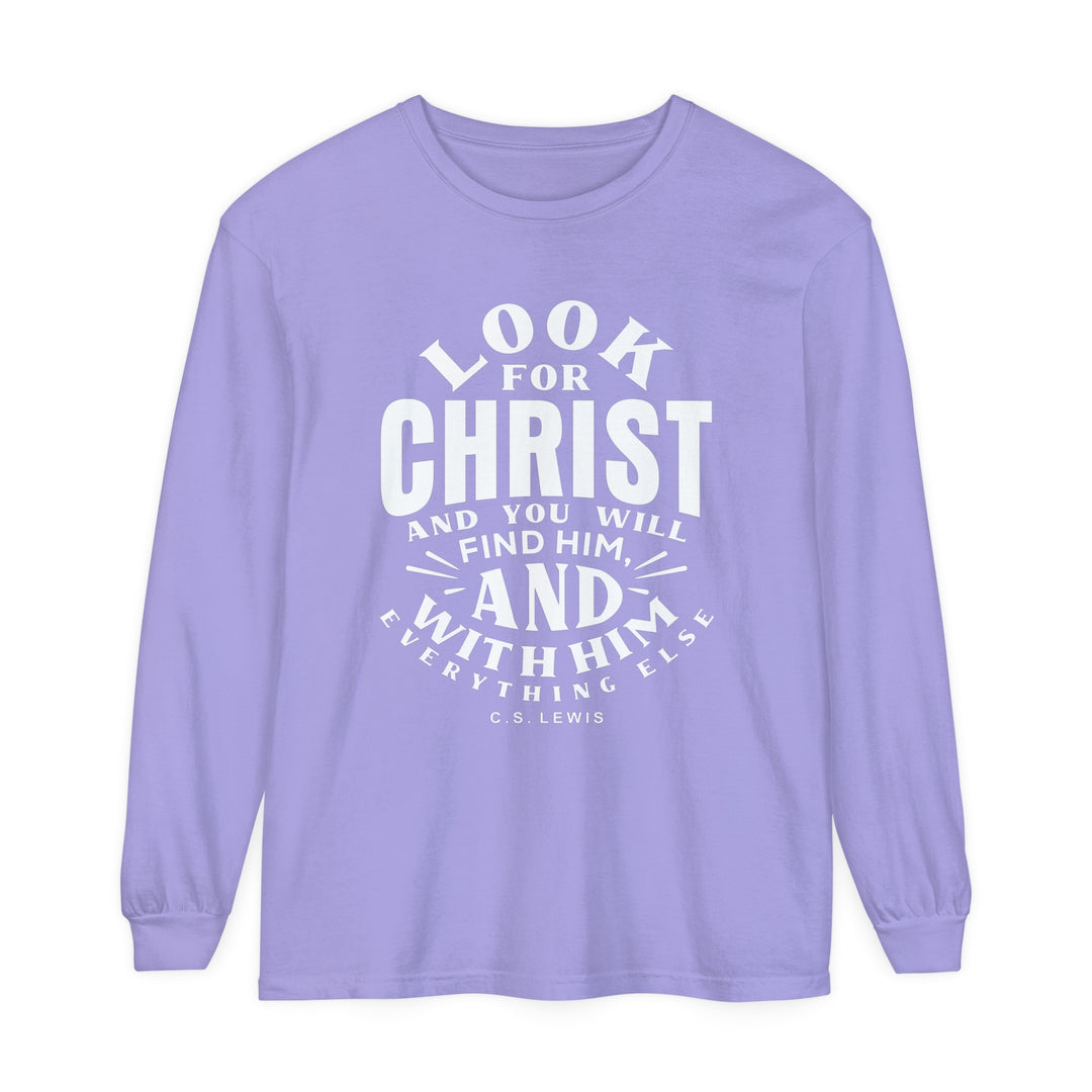 C.S. Lewis Look For Christ Long Sleeve Shirt Long-sleeve Violet S