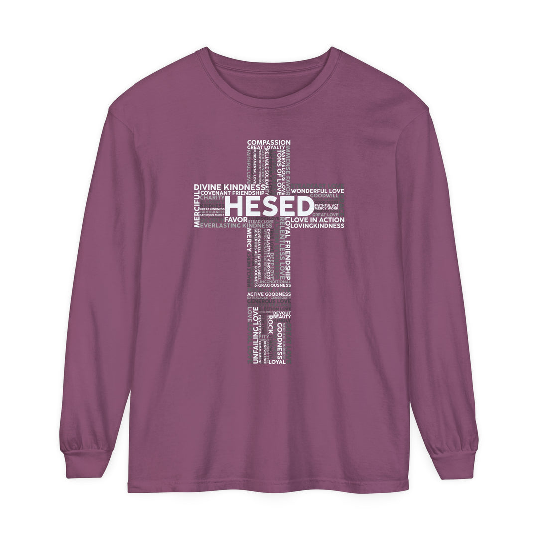 Hesed Cross Long Sleeve Shirt Long-sleeve Berry S 