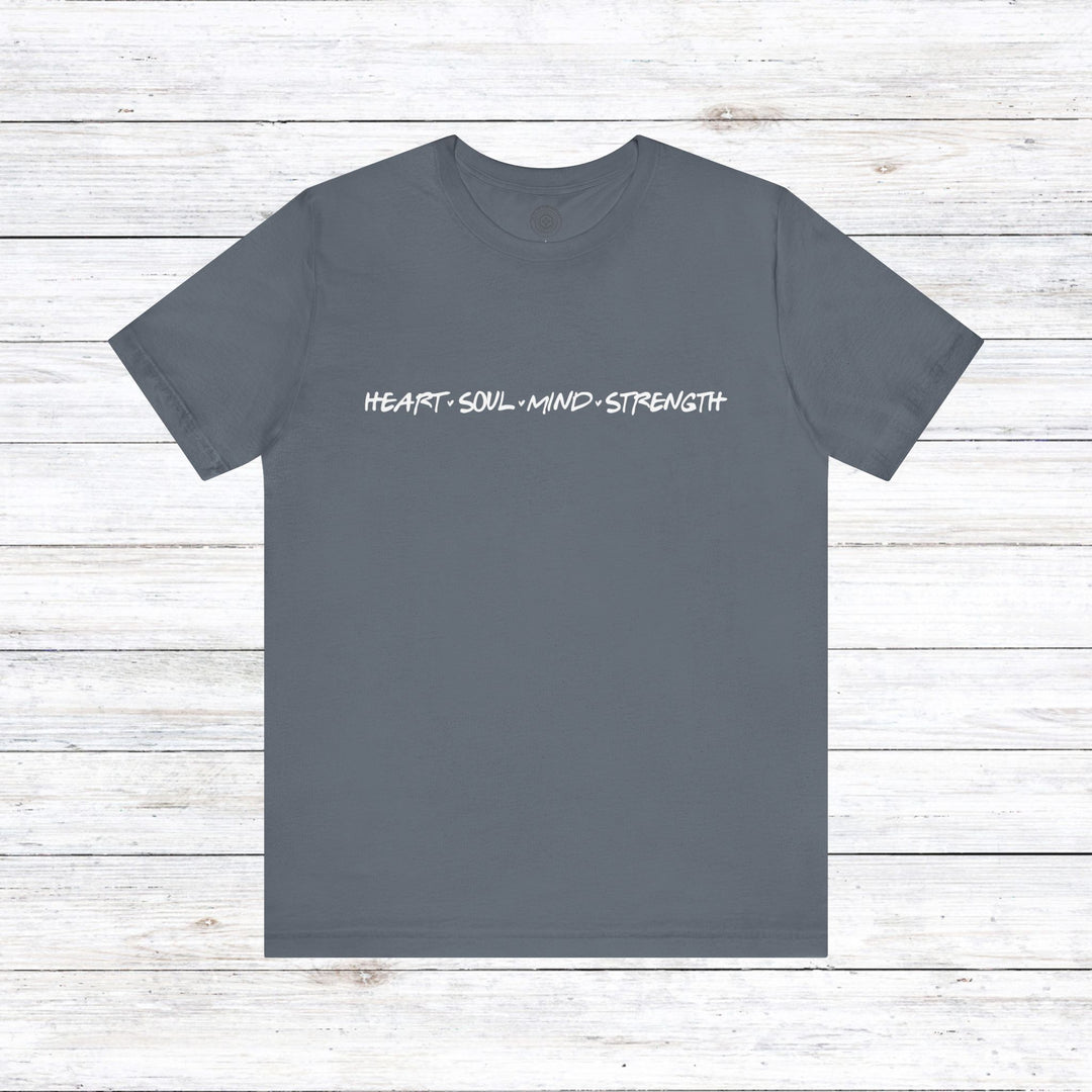 Heart Soul Mind Strength Print Unisex T-Shirt T-Shirt Steel Blue S 