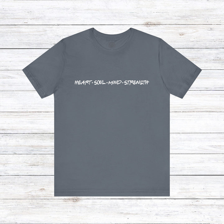 Heart Soul Mind Strength Print Unisex T-Shirt T-Shirt Steel Blue S 