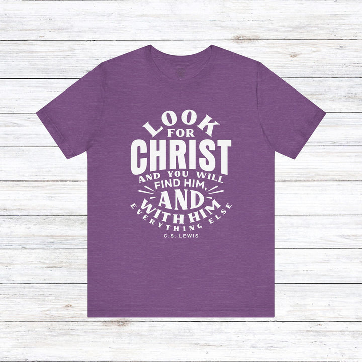 C.S. Lewis Look For Christ Unisex T-Shirt T-Shirt Heather Team Purple S