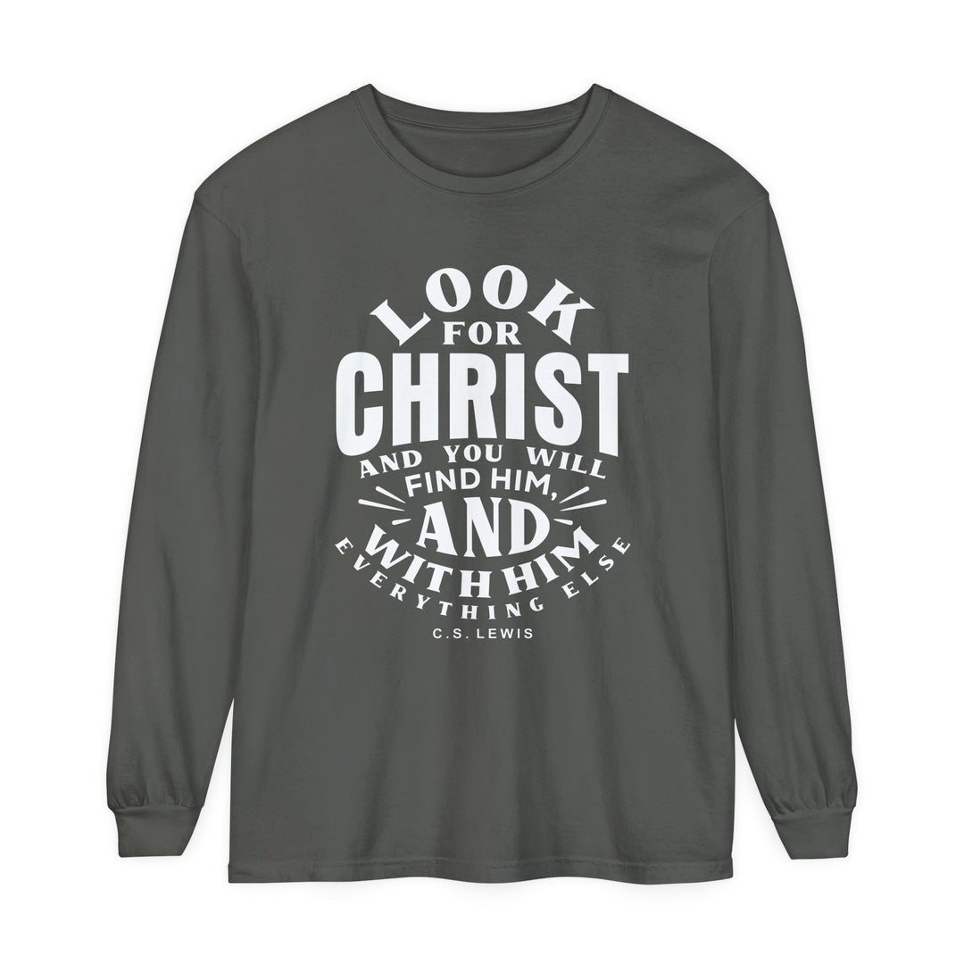 C.S. Lewis Look For Christ Long Sleeve Shirt Long-sleeve Pepper S
