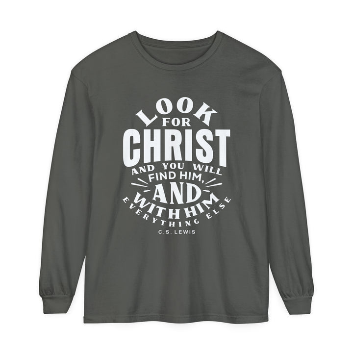 C.S. Lewis Look For Christ Long Sleeve Shirt Long-sleeve Pepper S