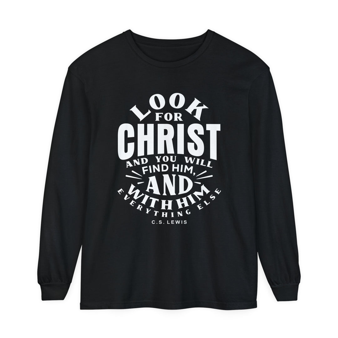 C.S. Lewis Look For Christ Long Sleeve Shirt Long-sleeve Black S