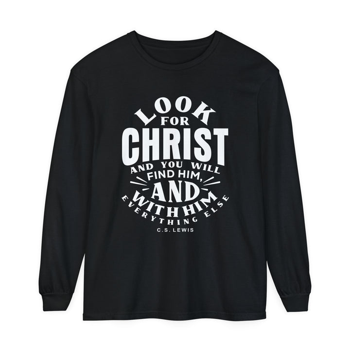 C.S. Lewis Look For Christ Long Sleeve Shirt Long-sleeve Black S