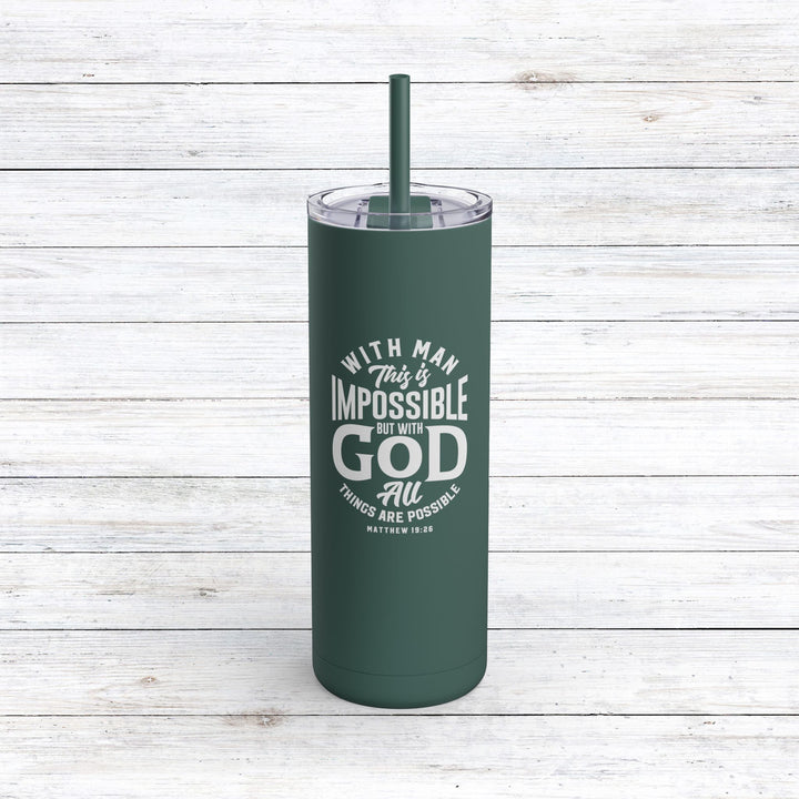 Christian Tumbler All Things Possible Mug Deep Teal 20oz Matte