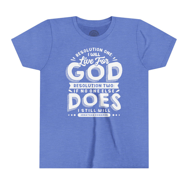 Jonathan Edwards Live For God Youth T-shirt Kids clothes Heather Columbia Blue S