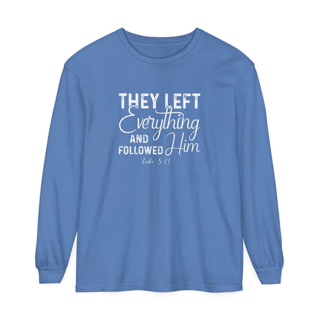 Left Everything Long Sleeve Shirt Long-sleeve Flo Blue S 