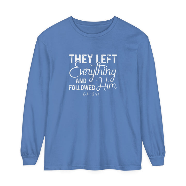 Left Everything Long Sleeve Shirt Long-sleeve Flo Blue S 