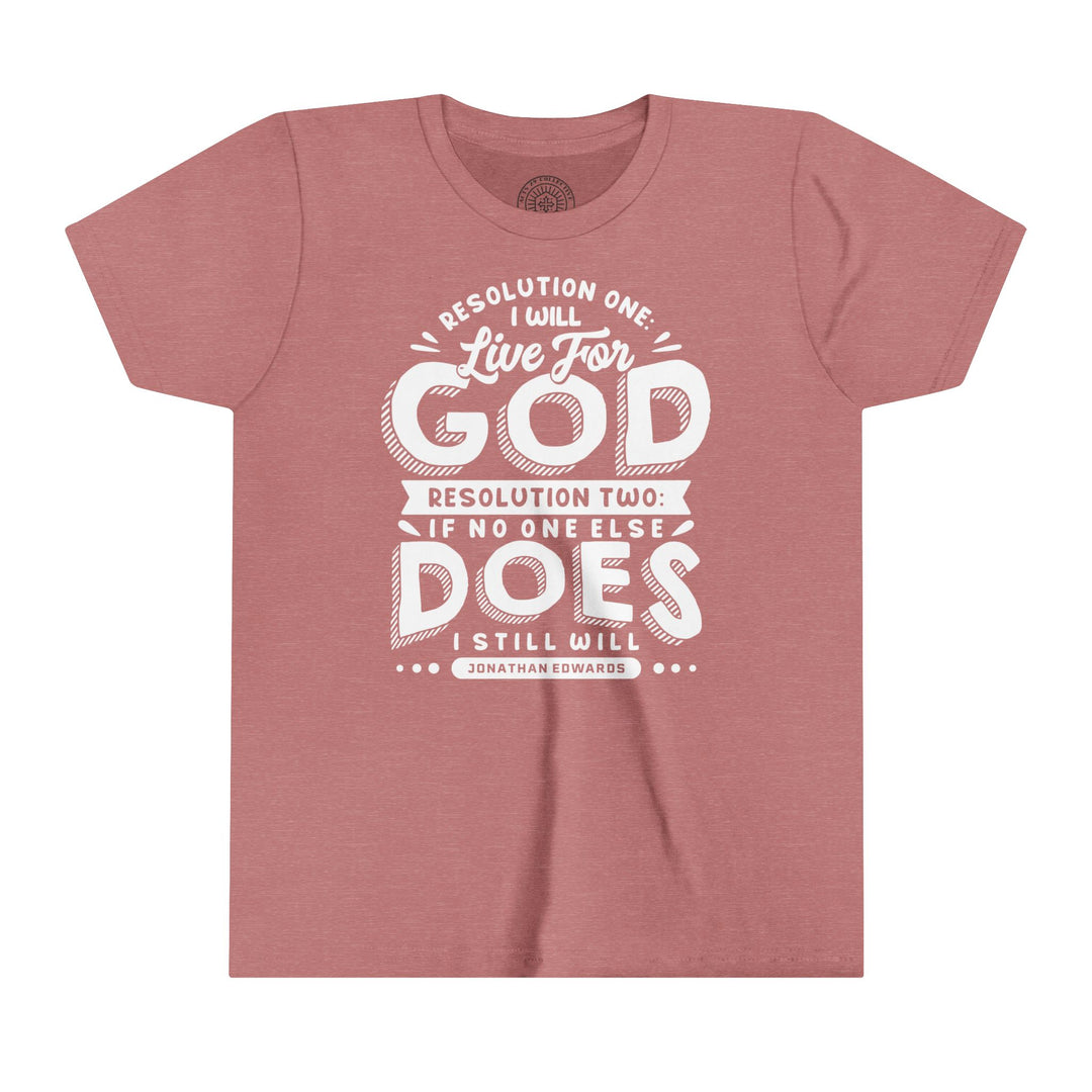 Jonathan Edwards Live For God Youth T-shirt Kids clothes Heather Mauve S
