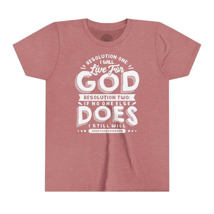 Jonathan Edwards Live For God Youth T-shirt Kids clothes Heather Mauve S