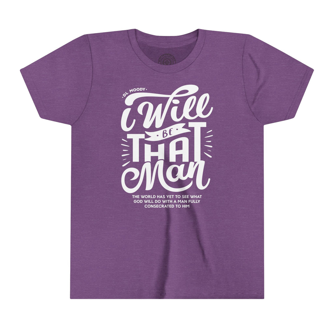 D.L. Moody's I Will Be That Man Youth T-shirt Kids clothes Heather Team Purple S