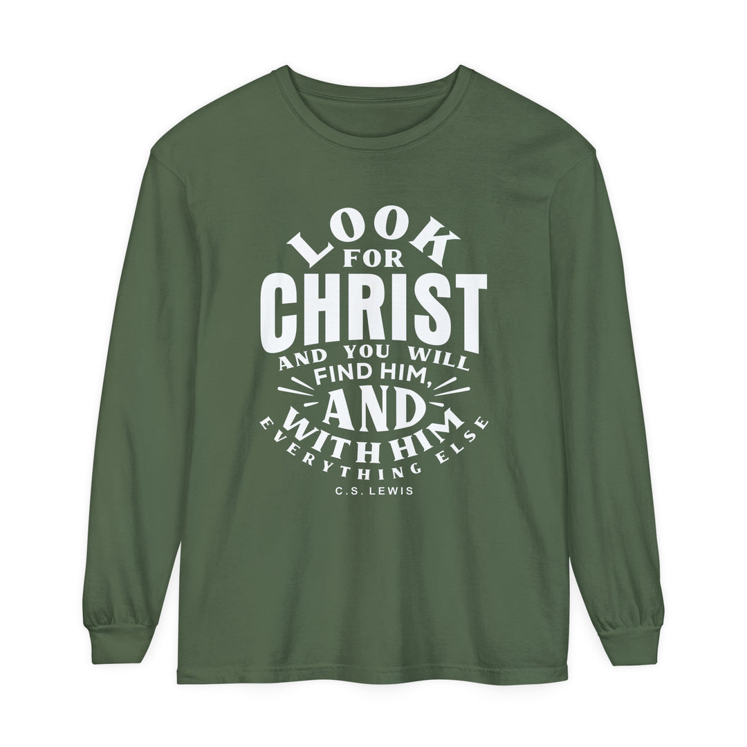 C.S. Lewis Look For Christ Long Sleeve Shirt Long-sleeve Hemp S