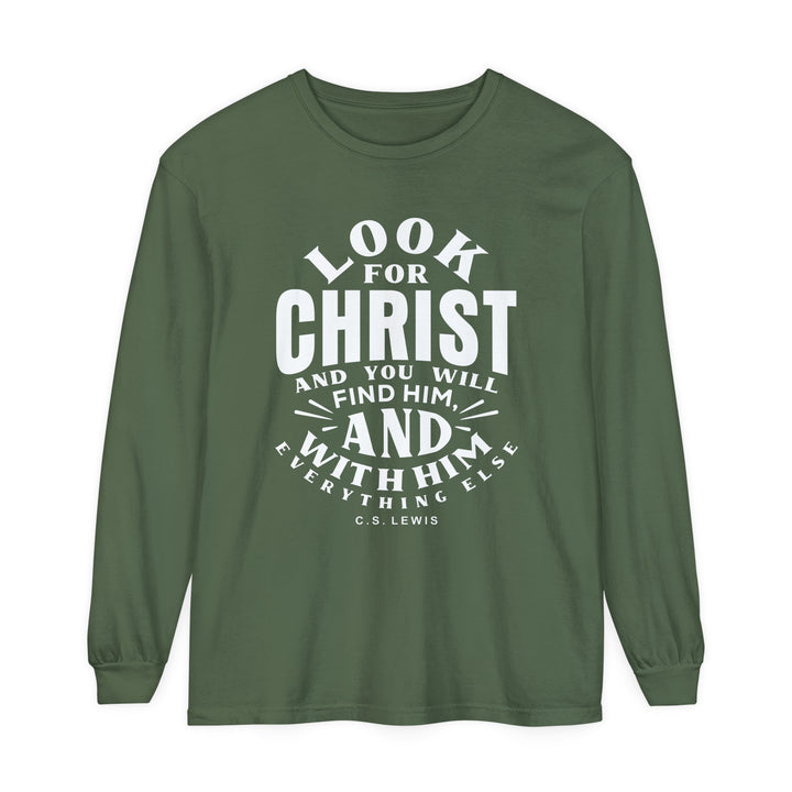 C.S. Lewis Look For Christ Long Sleeve Shirt Long-sleeve Hemp S