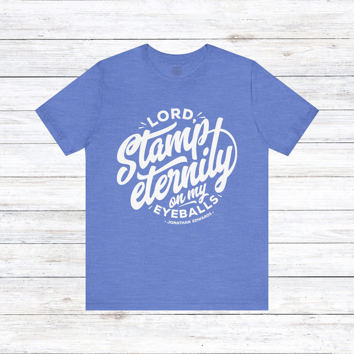 Jonathan Edwards Stamp Eternity Unisex T-Shirt T-Shirt Heather Columbia Blue S