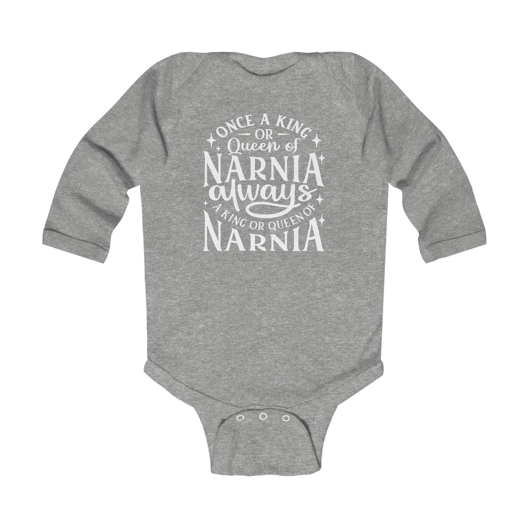 King or Queen of Narnia Infant Long Sleeve Bodysuit Kids clothes Heather NB (0-3M) 