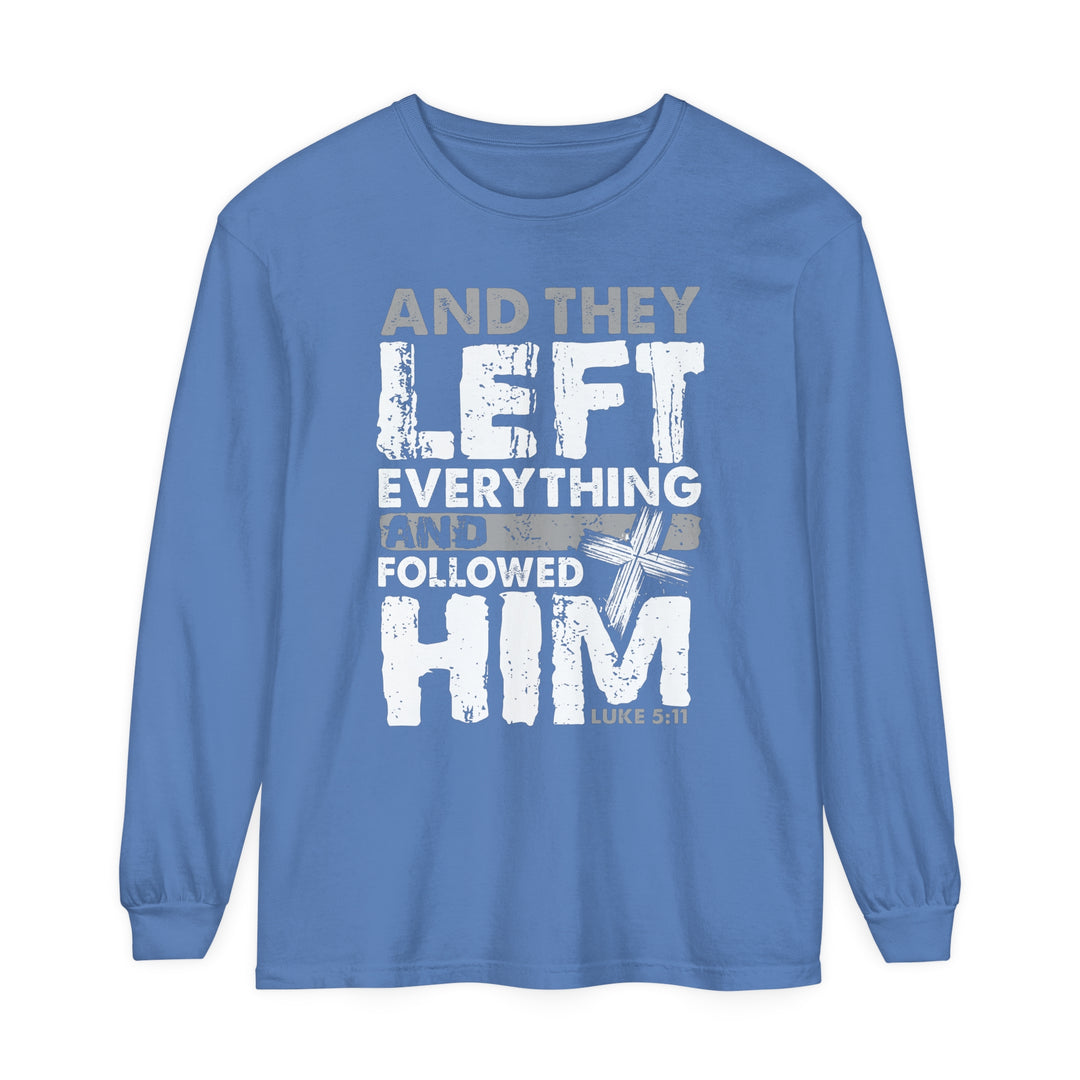 Left Everything Long Sleeve Shirt Long-sleeve Flo Blue S 