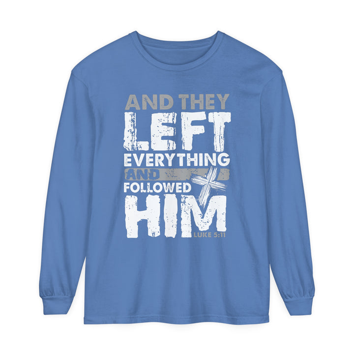 Left Everything Long Sleeve Shirt Long-sleeve Flo Blue S 