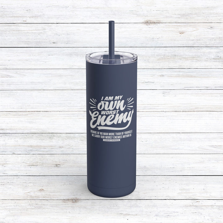 Christian Tumbler Charles Spurgeon's Worst Enemy Mug Indigo 20oz Matte