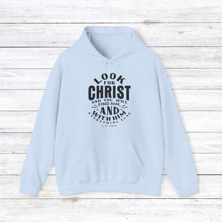 C.S. Lewis Look For Christ Hoodie Hoodie Light Blue S