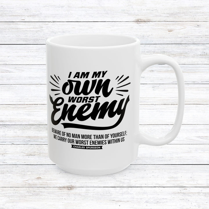 Christian Coffee Mug Charles Spurgeon's Worst Enemy Ceramic Mug 15oz